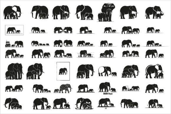 Download Heartwarming Elephant Family Silhouette - Silhouette Collection