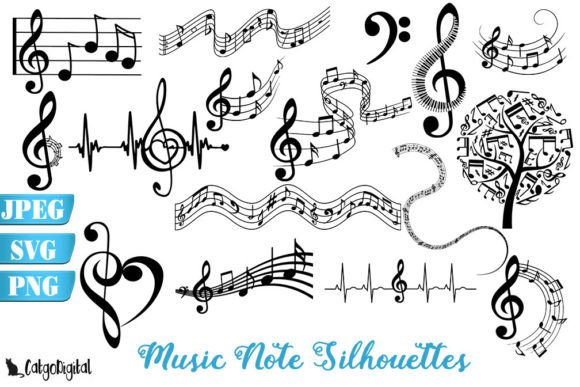Download Music Note Silhouettes SVG Sublimation - Silhouette Collection