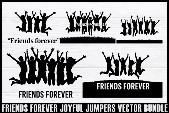 Download Friends Forever Jumping Silhouettes Set - Silhouette Collection
