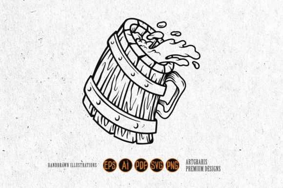 Download Wooden Classic Beer Glass Silhouette - Silhouette Collection