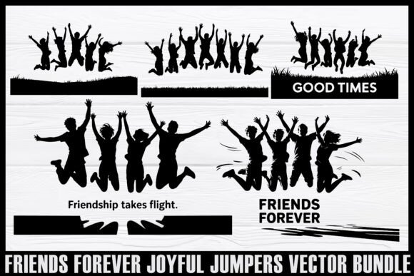 Download Friends Forever Jumping Silhouettes Set - Silhouette Collection