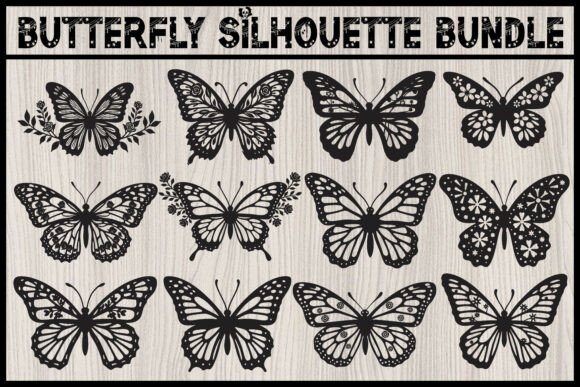 Download Floral Butterfly Silhouette SVG Bundle - Silhouette Collection