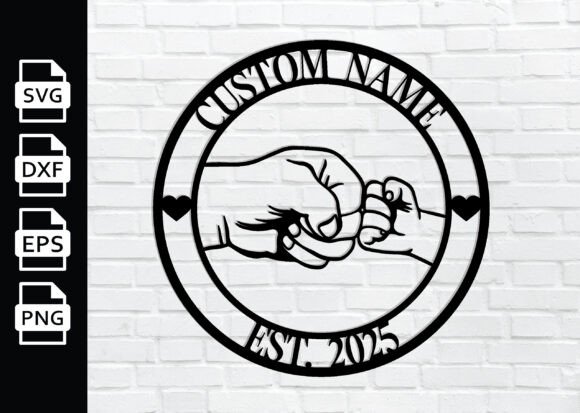 Download Dad Fist Bump Kids Names Metal Sign - Premium Bundle