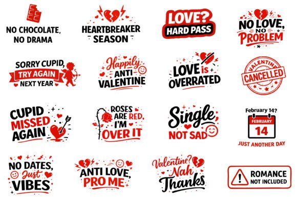 Download Anti Valentines Day Quotes Svg Bundle - Day Collection
