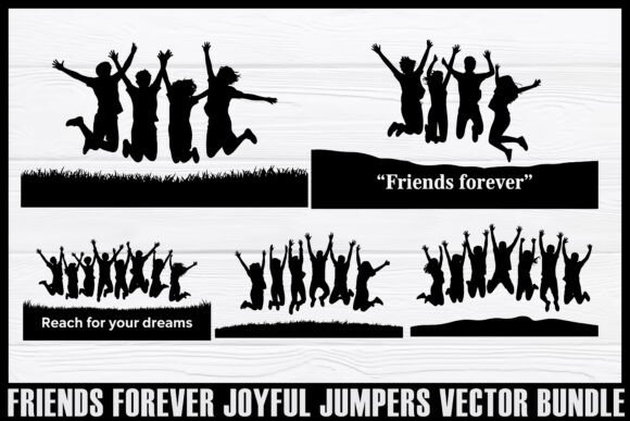 Download Friends Forever Jumping Silhouettes Set - Silhouette Collection
