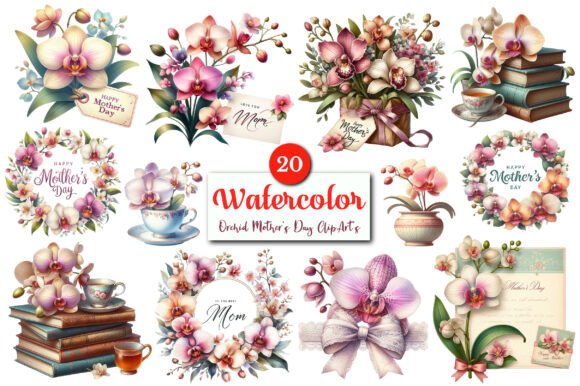 Download Orchid Mother's Day Clipart Bundle. - Day Collection