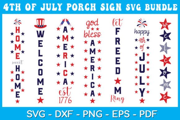 Download 4th of July Porch Sign SVG Cut Bundle - Porch sign svg Collection