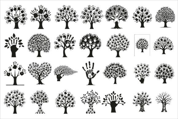 Download Family Handprint Tree Silhouette Pack - Silhouette Collection
