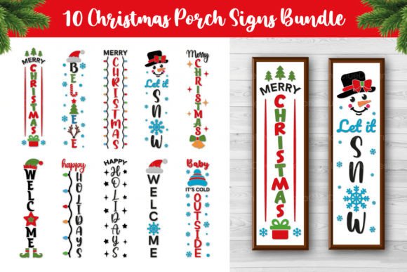 Download Christmas Vertical Porch Sign SVG Bundle - Porch sign svg Collection
