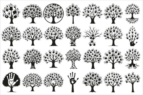 Download Family Handprint Tree Silhouette Pack - Silhouette Collection