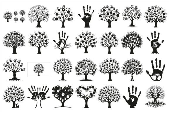 Download Family Handprint Tree Silhouette Pack - Silhouette Collection