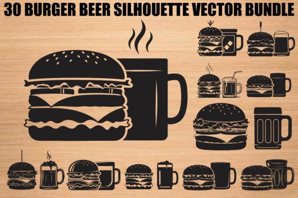 Download Burger Beer Silhouette Bundle - Silhouette Collection