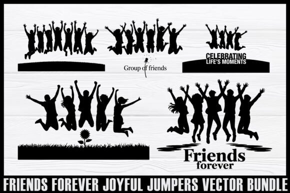 Download Friends Forever Jumping Silhouettes Set - Silhouette Collection