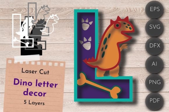 Download LETTER L Laser Cut, Dino Birthday SVG - Day Collection