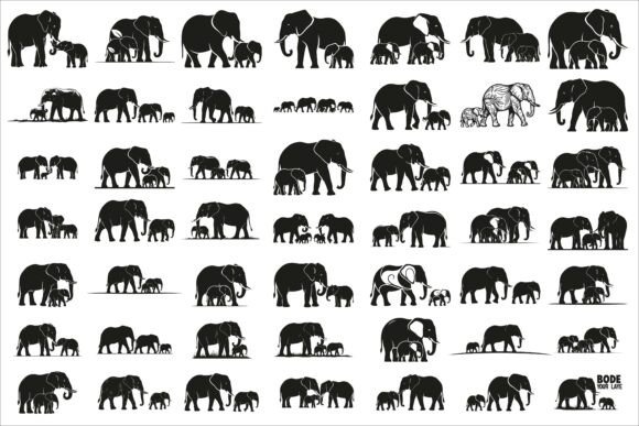 Download Heartwarming Elephant Family Silhouette - Silhouette Collection