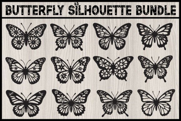Download Floral Butterfly Silhouette SVG Bundle - Silhouette Collection