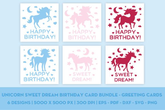 Download Unicorn Sweet Dream Birthday Card Bundle - Day Collection