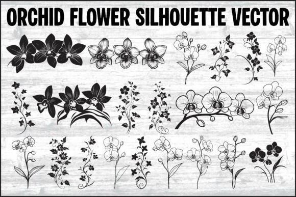 Download Orchid Flower Silhouette Vector Bundle - Silhouette Collection