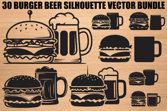 Download Burger Beer Silhouette Bundle - Silhouette Collection