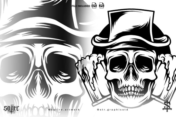 Download Skull with Beer Mascot Silhouette - Silhouette Collection