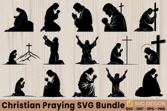 Download Christian Praying Silhouette SVG Bundle - Silhouette Collection