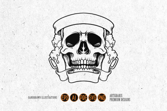 Download Skull Drinking Joint Beer Silhouette Svg - Silhouette Collection