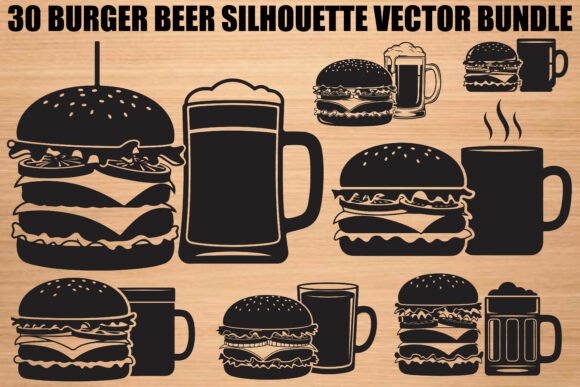 Download Burger Beer Silhouette Bundle - Silhouette Collection